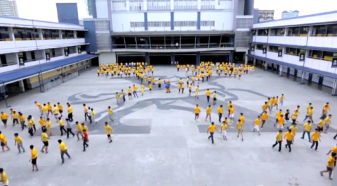 A lip dub featuring a floor dance with the entire school population.