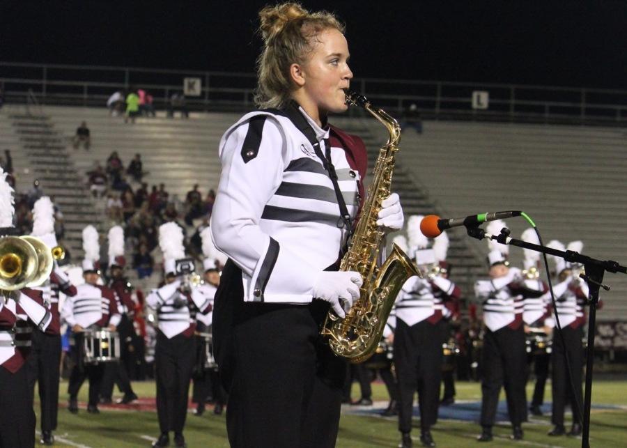 Kate Allison preforming her solo during a George Ranch half time