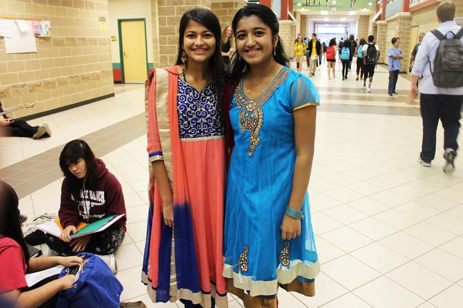 Anjali Patel and Jencie Daniel representing their Indian culture.