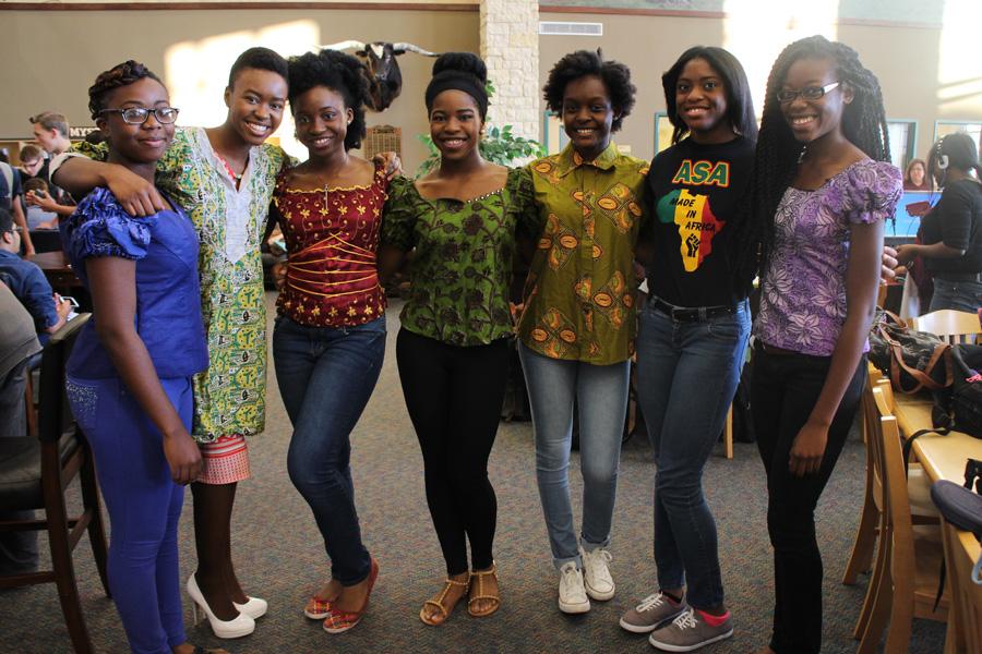 Chidera Diala, Adougo Njoku, Zikora Stephens, Chioma Aladume, Sade Wande, Silhouette Uzoka, and Lnda Etufugh representing African culture.