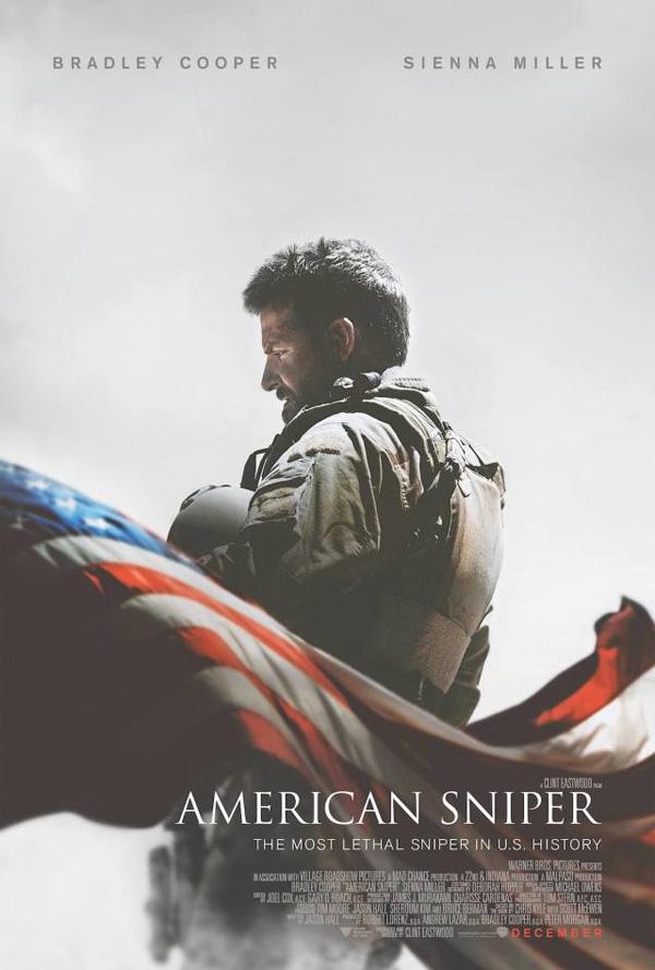 Movie Poster for American Sniper, featuring Bradley Cooper.  