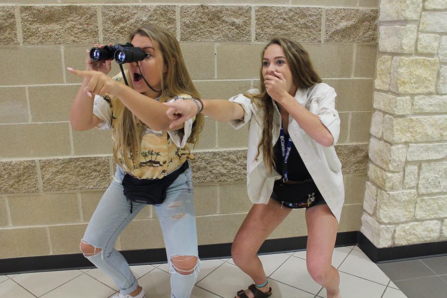 Megan Foster and Peyton Heussner gasp in amazement at all of the GRHS' attractions.
