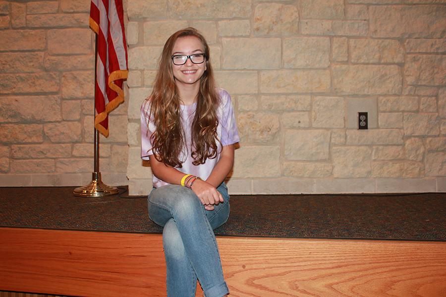 Before rehearsals, Emma Bolduc stops to chat with the Wrangler staff.