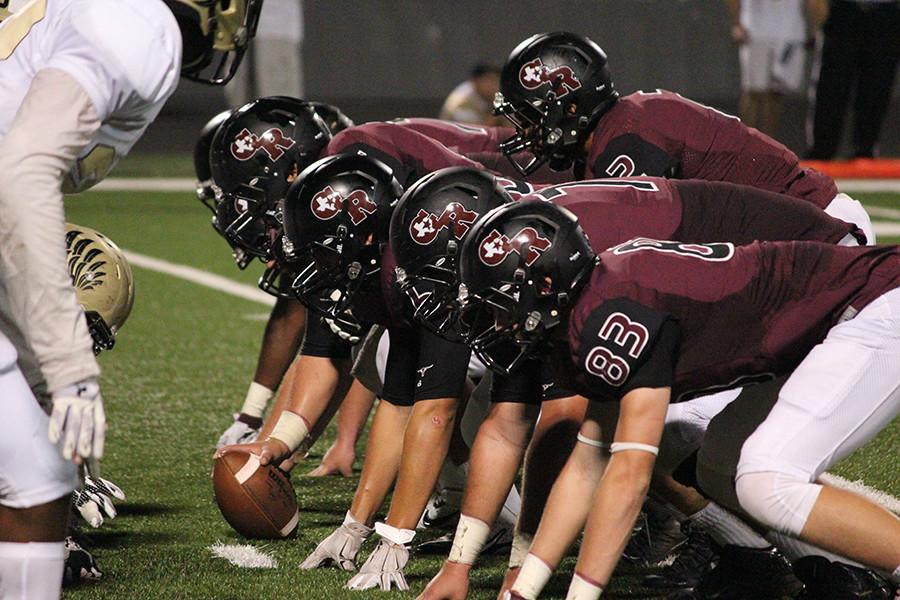 Offensive line getting ready for a touchdown