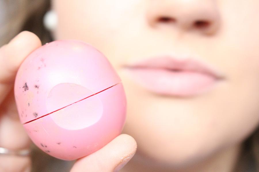 Start by priming your lips with a balm or other moisturizing product to give your makeup a smooth base. I chose a product from EOS.