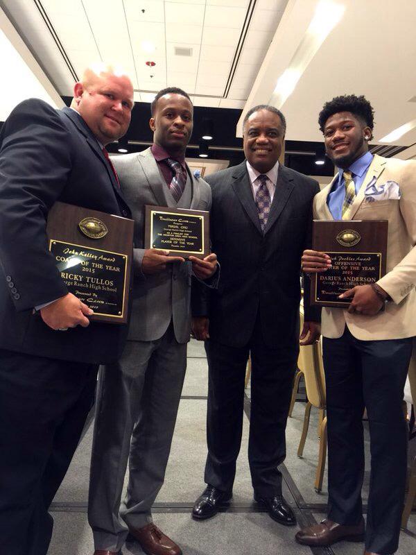 Left to right: Coach Tullos, Mikial Onu, Dr. Thomas Randle, Darius Anderson.