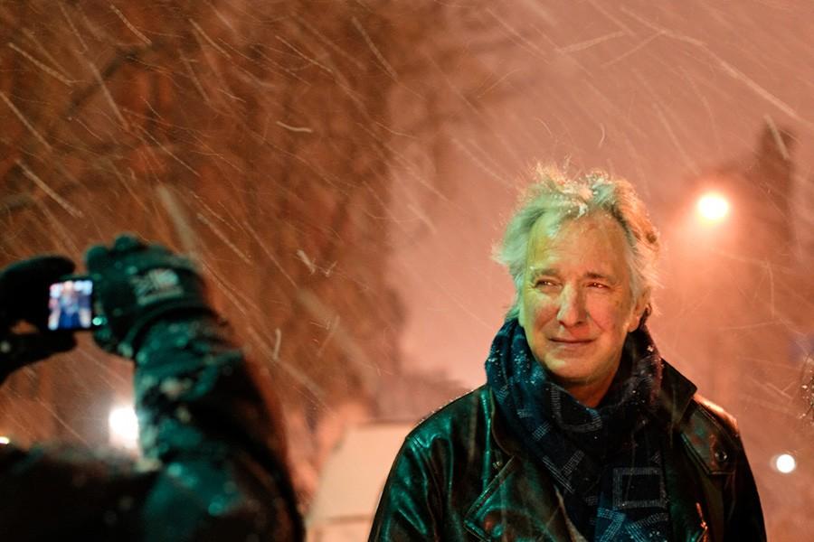 Alan Rickman at the stage door after a performance of Ibsens John Gabriel Borkman at the Brooklyn Academy of Music.