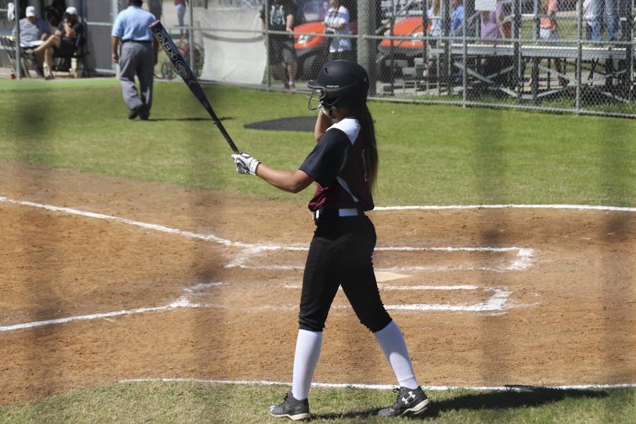 Destiny Walker prepares for her at bat. 