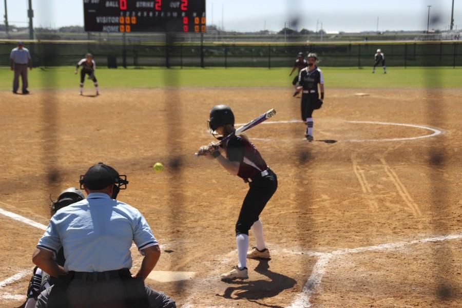 Sydney Scott carefully watches the pitch. 