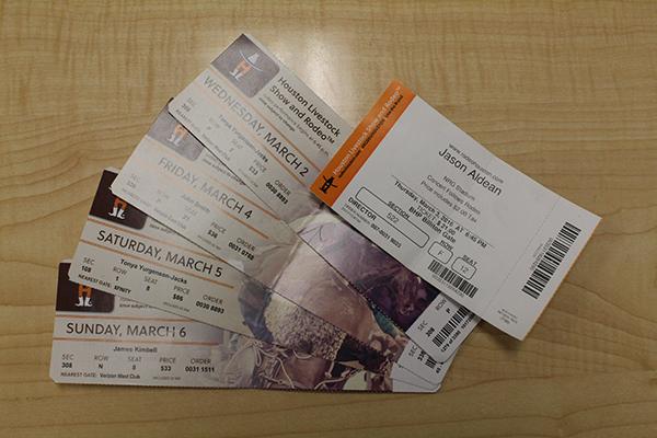 Parker McCarley's 2016 Houston rodeo tickets.