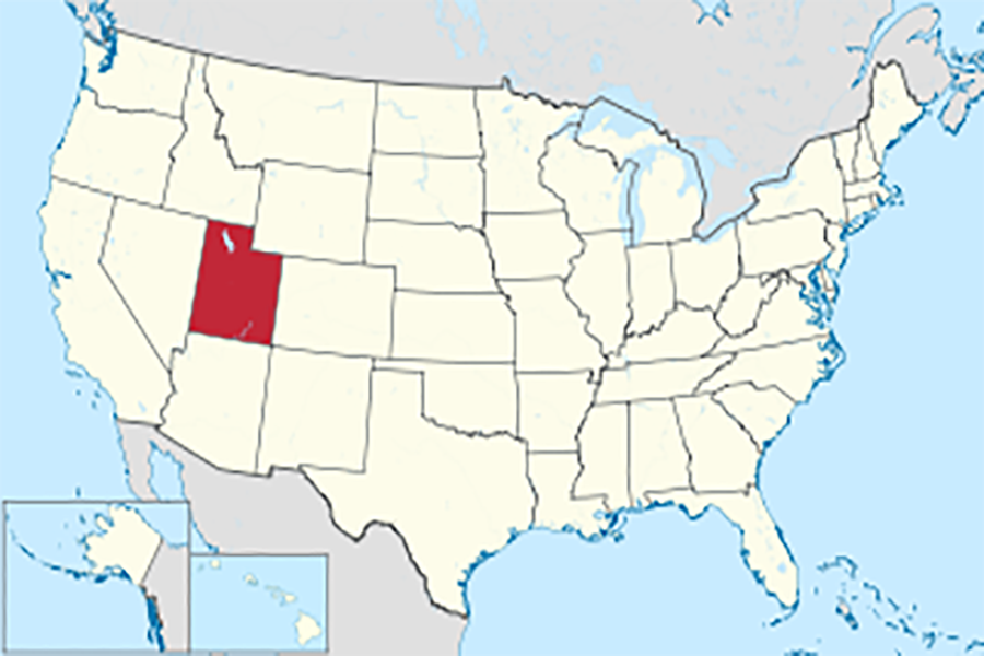 Utah on the U.S. map