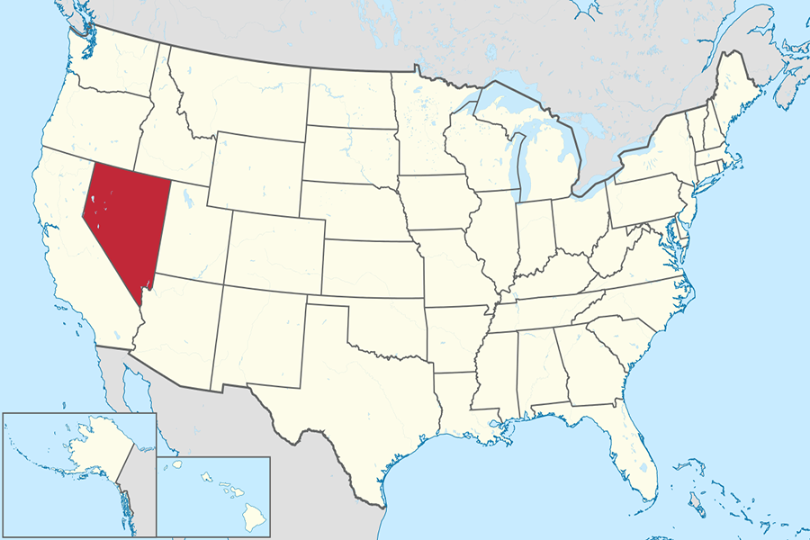 Nevada on the U.S. map