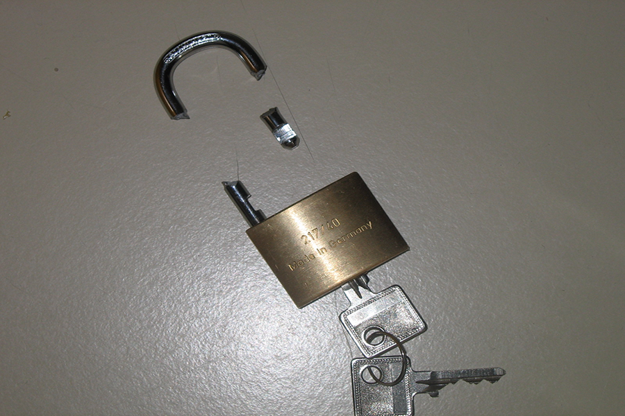 A broken lock representing bypassing security.