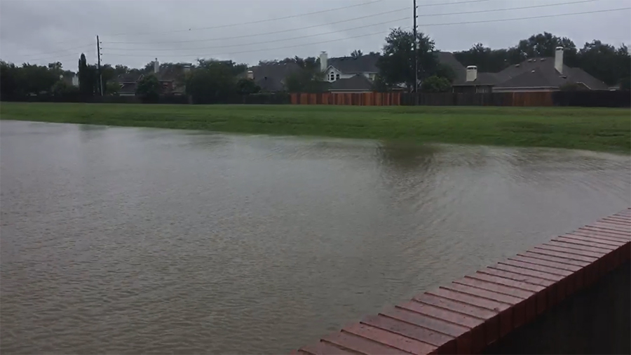 The Rabbs Bayou in the Crossing, a subdivision of Greatwood, nearly rose out of its banks into houses.