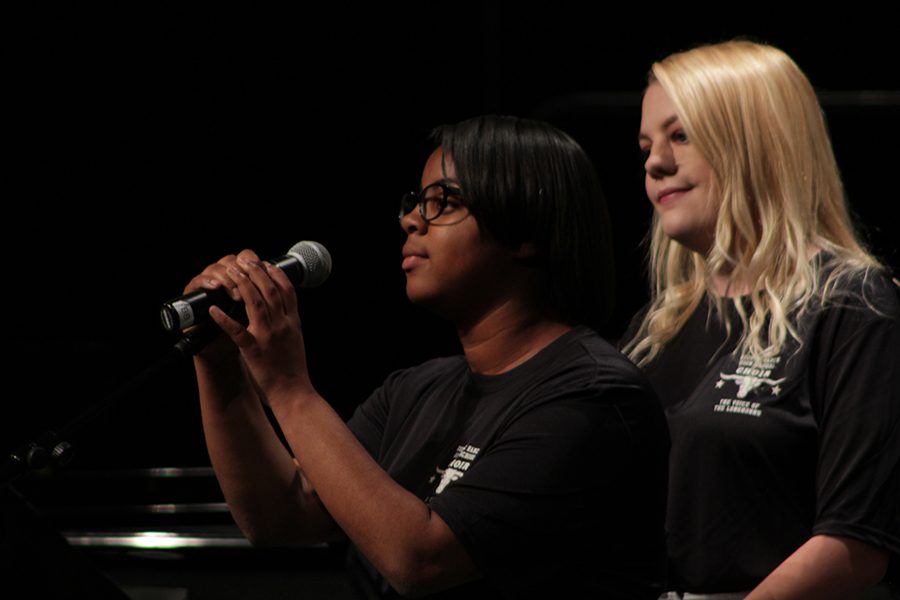 Seniors, Diamond Butler and Ashley Green, sing a duet to the song " See Beneath Your Beautiful"