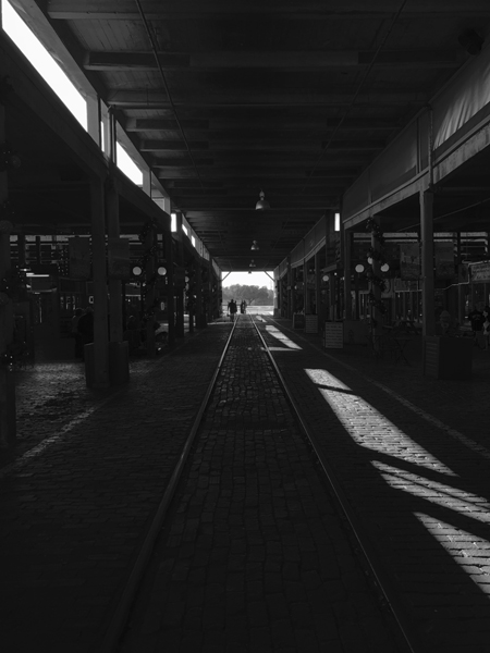 Stockyards in Black and White