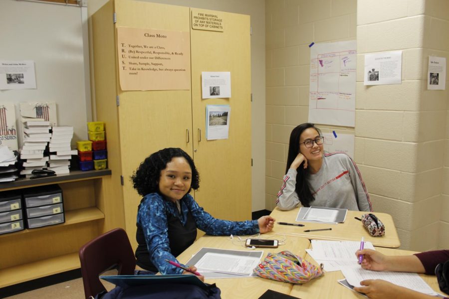 Esther Le & Mariella 
Ladiao (11) posing for a quick picture during class.