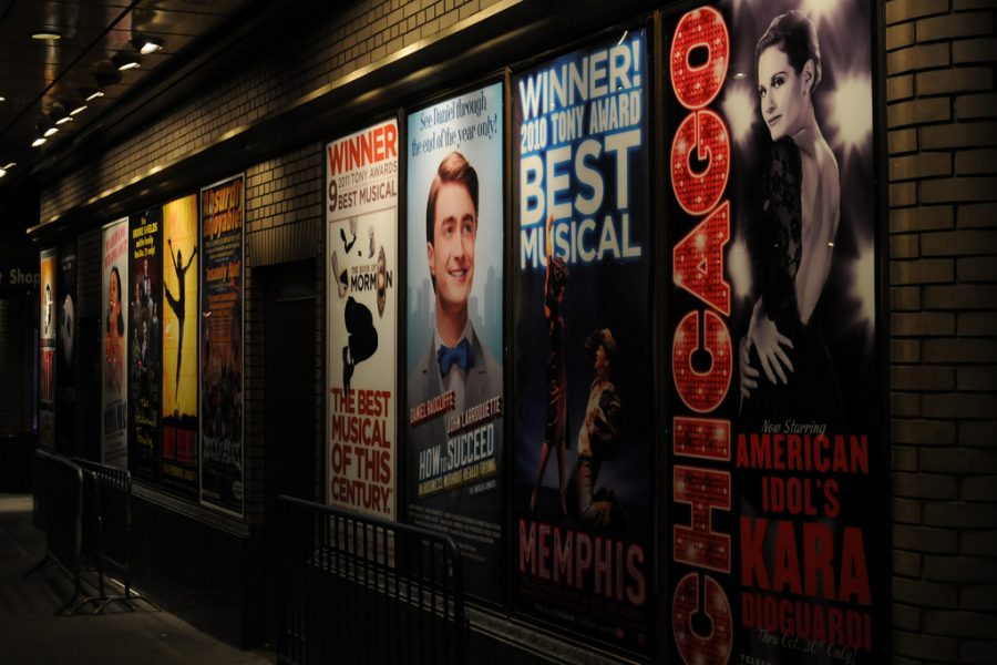 Some of the most famous Broadway musical posters advertising underground. 