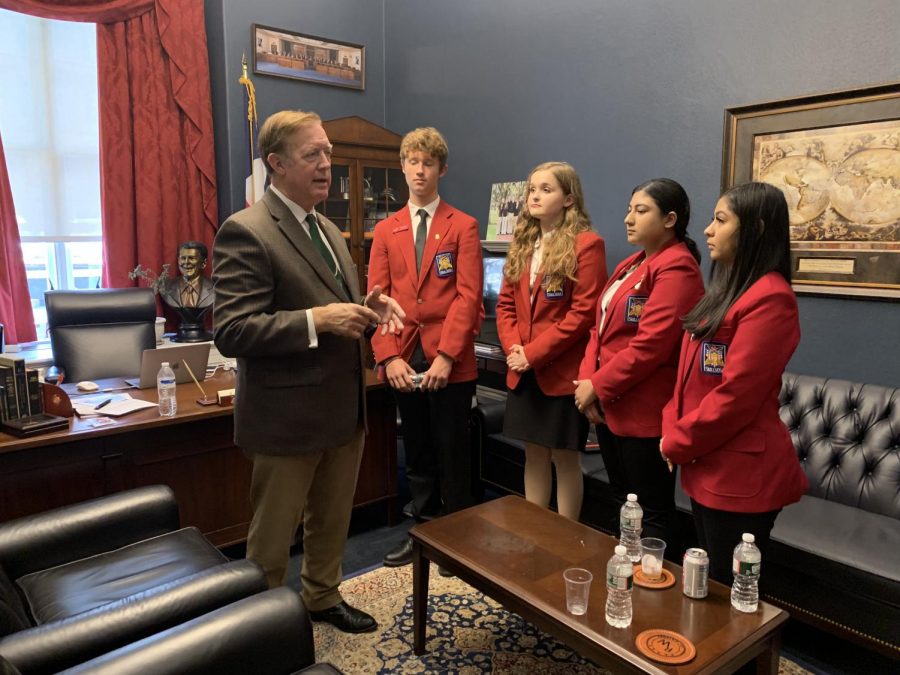 SkillsUSA members inform Congressmen Randy Webber about the importance of CTE Perkins V Funding and SkillsUSA.