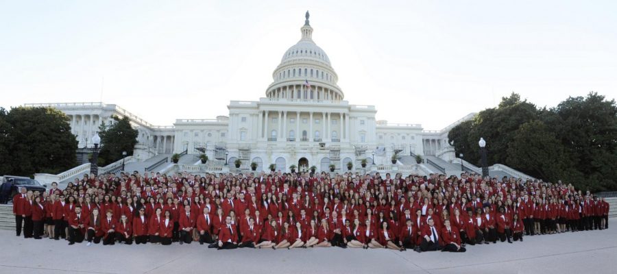 All of the 2019 SkillsUSA Officers gathered in front of the capital.