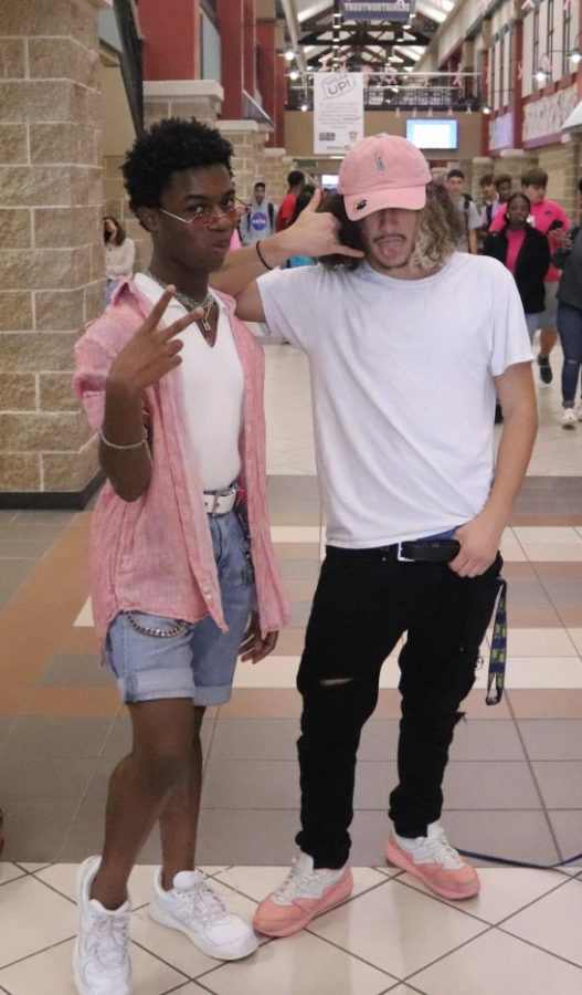 Matthias Johnson (Left) ,Francisco Arroyo (Right) are the two freshest dressed for pink out.