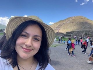 Diaz enjoying the view at Teotihuacan.
