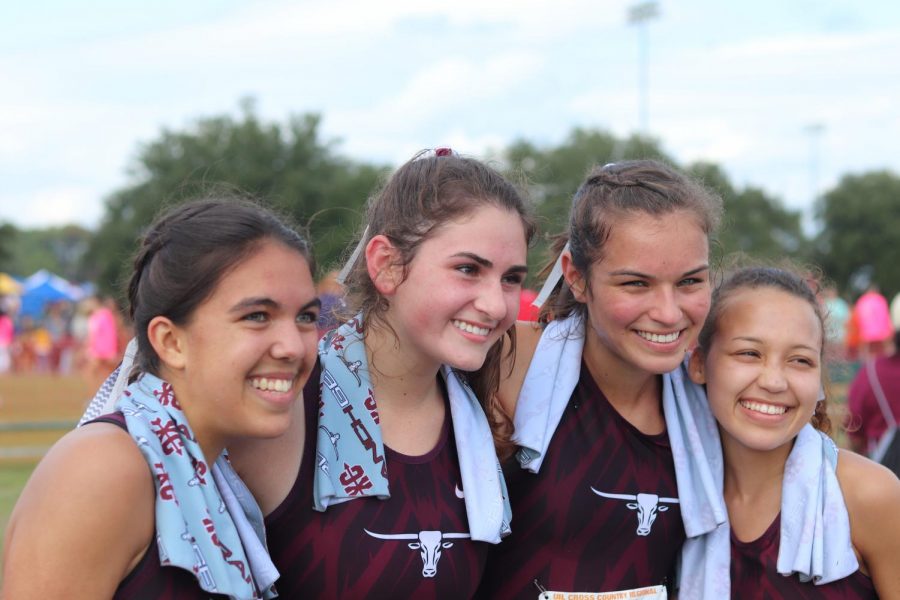 Seniors Sydney Delgado (12), Alyssa Hiekkila (12), Brooke Johnson (12), and Chantell Maina completed their final cross country season of their high school careers.