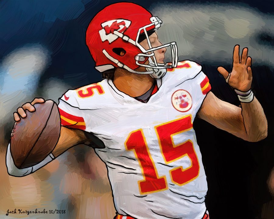 Patrick Mahomes is number 15, the quarterback for the Kansas City Chiefs.