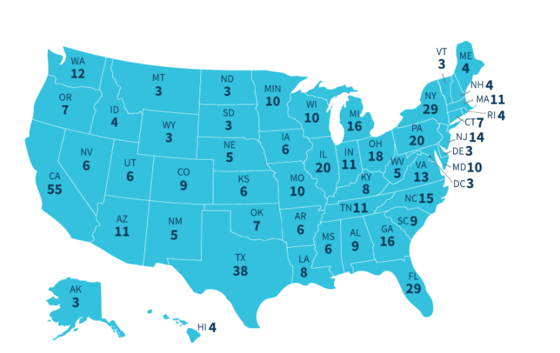 Each+state+has+a+different+amount+of+Electoral+Votes.