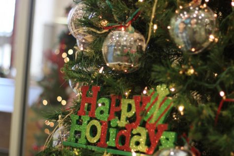 Near the library, this tree greets you with ornaments of students and staff members.