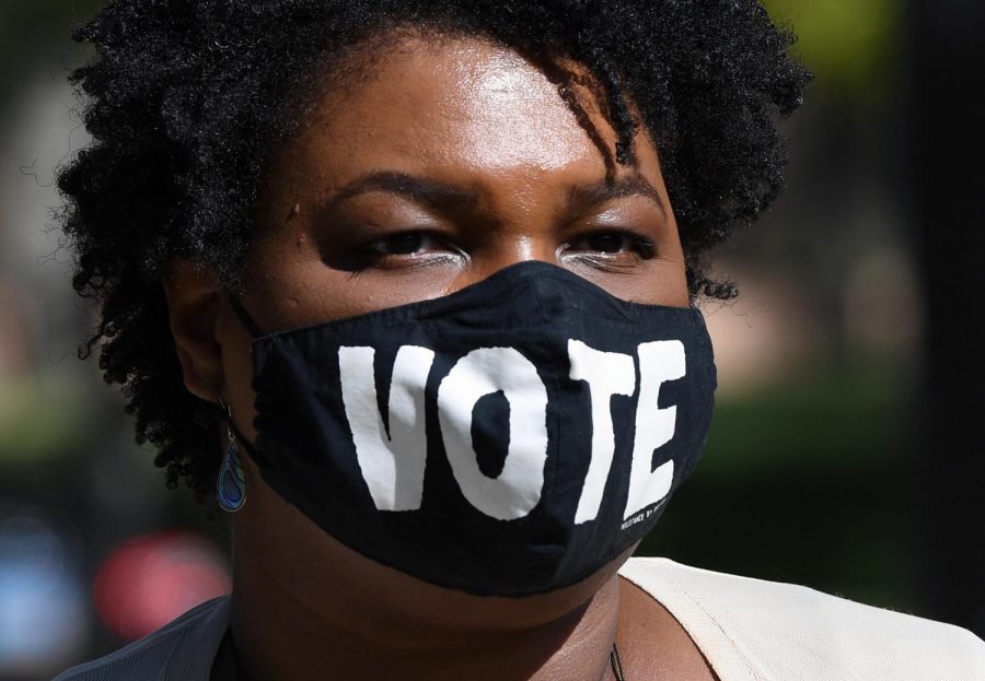 Abrams in the streets campaigning for Biden and Harris in Las Vegas.