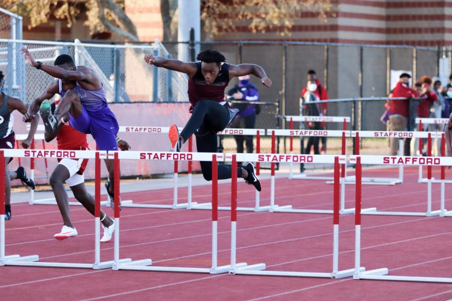 Alex Nwambuonwo (10) was confident in all of his jumps. He never once knocked over or skimmed a hurdle. 