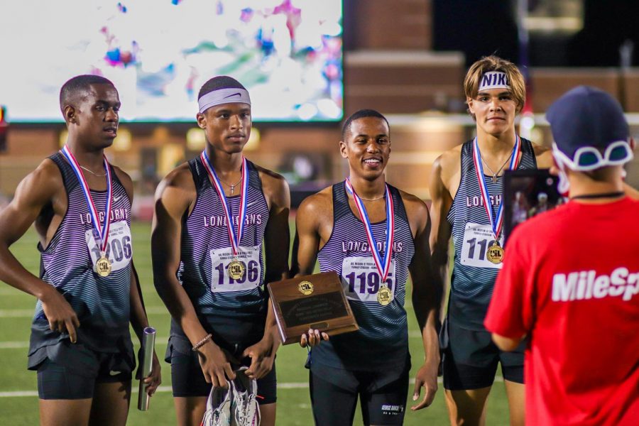 George Ranch 4x400M relay runs the top three times in the nation and wins the Region III Champ with a time of 3:14.94. Relay members are the following: Bryce McCray (12), Cameron Chretien (12), Grant Celestine (12), and Coy Cook (11).