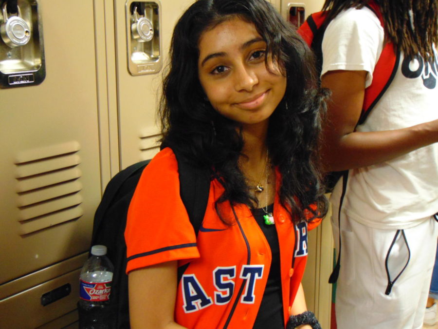 Diya Verma (11) showing love for the Houston Astros.