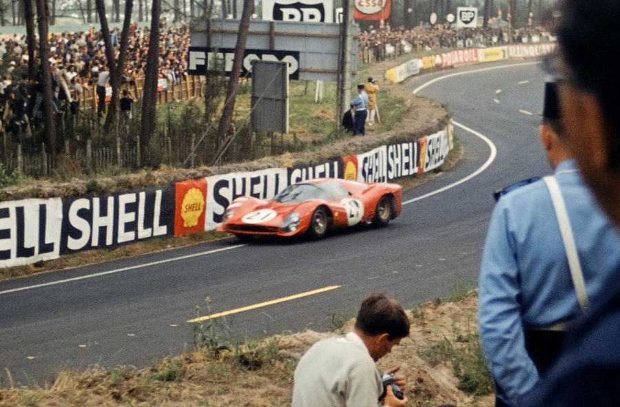 Ferrari 330 P3 racing at Le Mans 1966.