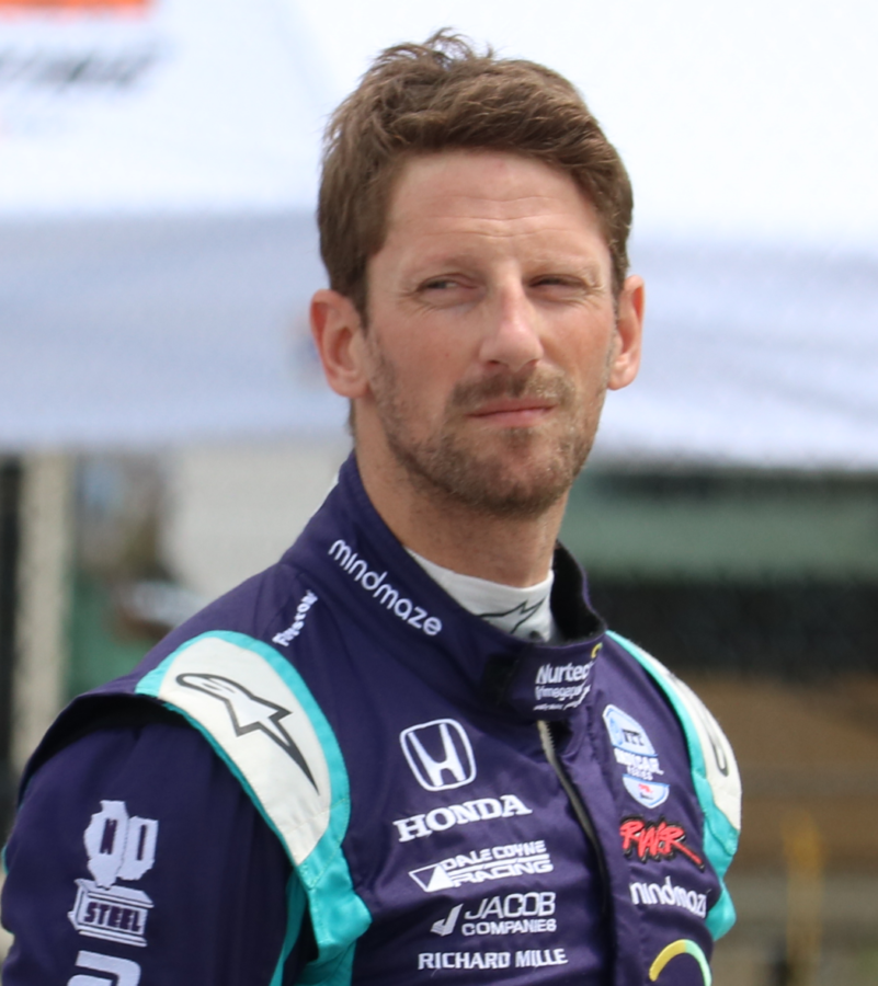 Romain Grosjean at Road Atlanta, wearing his Dale Coyne racing suit.