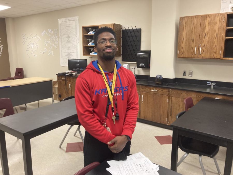 Coach Mitchell in his classroom.