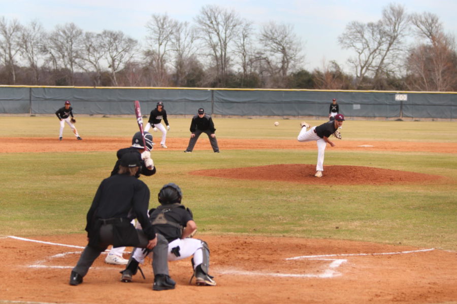 Pitch! Reed Fila (11) pitching the ball to the opposing team’s batters. 