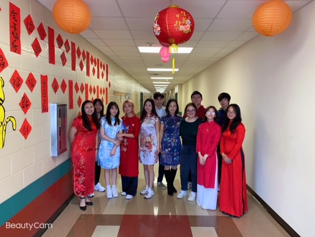 Longhorns in their traditional Lunar New Year wear!