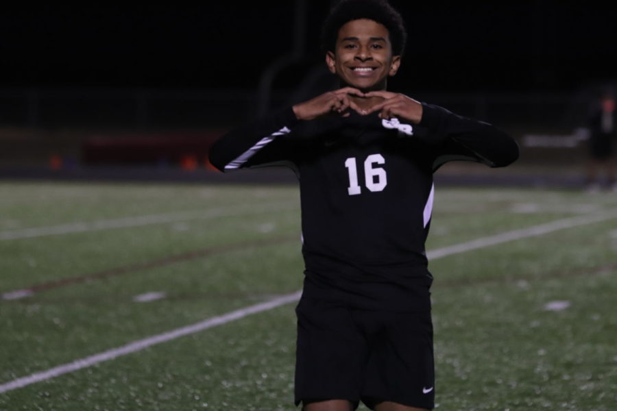 No. 16 Armani Obasi (11) shows George Ranch some love after making a goal for his team.